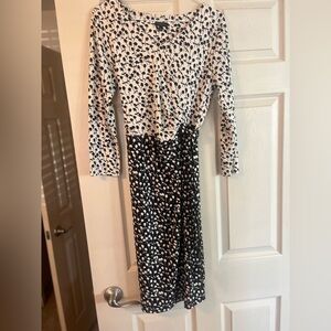 NWOT Talbots Black and White Tie Waist Dress